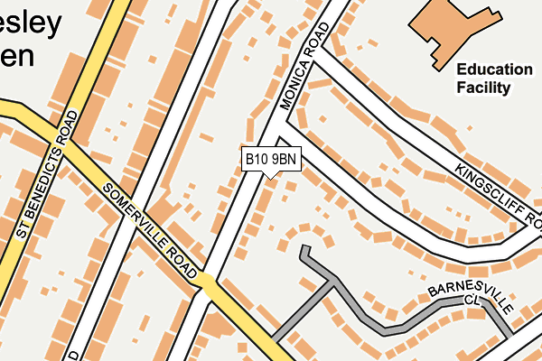 B10 9BN map - OS OpenMap – Local (Ordnance Survey)