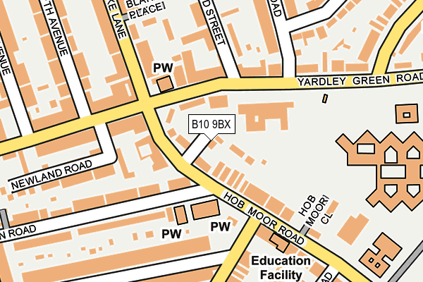 B10 9BX map - OS OpenMap – Local (Ordnance Survey)