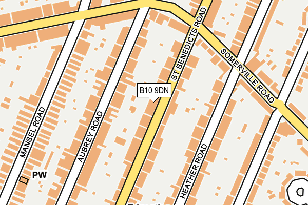 B10 9DN map - OS OpenMap – Local (Ordnance Survey)