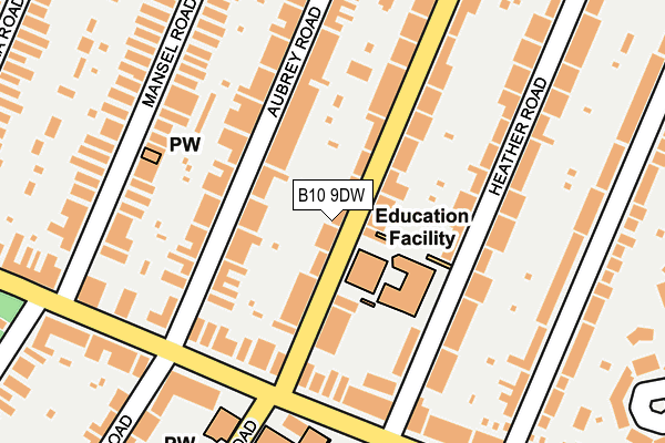 B10 9DW map - OS OpenMap – Local (Ordnance Survey)