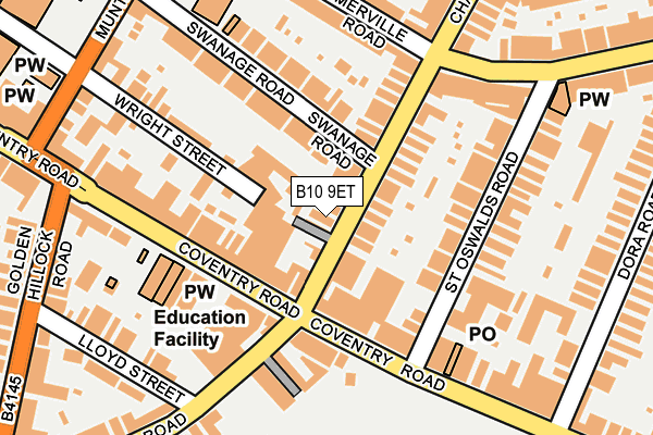 B10 9ET map - OS OpenMap – Local (Ordnance Survey)