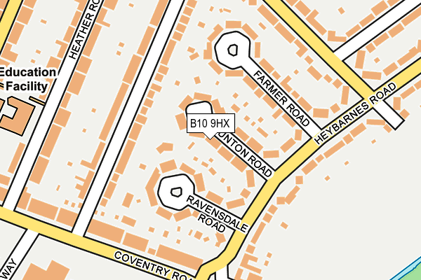 B10 9HX map - OS OpenMap – Local (Ordnance Survey)