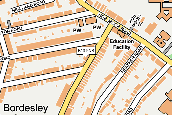 B10 9NB map - OS OpenMap – Local (Ordnance Survey)