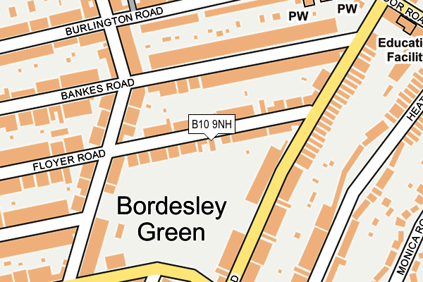 B10 9NH map - OS OpenMap – Local (Ordnance Survey)