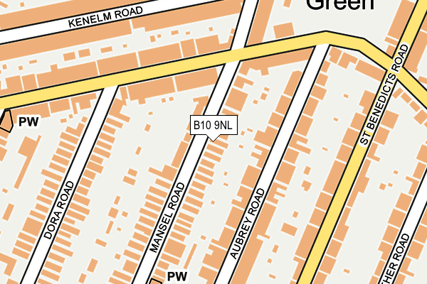 B10 9NL map - OS OpenMap – Local (Ordnance Survey)