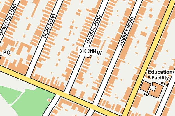 B10 9NN map - OS OpenMap – Local (Ordnance Survey)