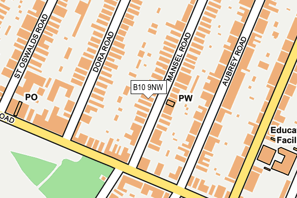 B10 9NW map - OS OpenMap – Local (Ordnance Survey)