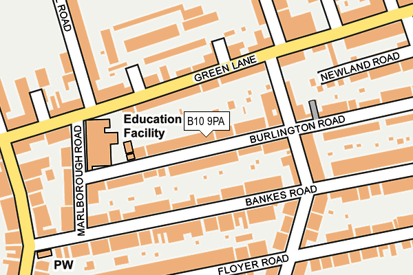 B10 9PA map - OS OpenMap – Local (Ordnance Survey)