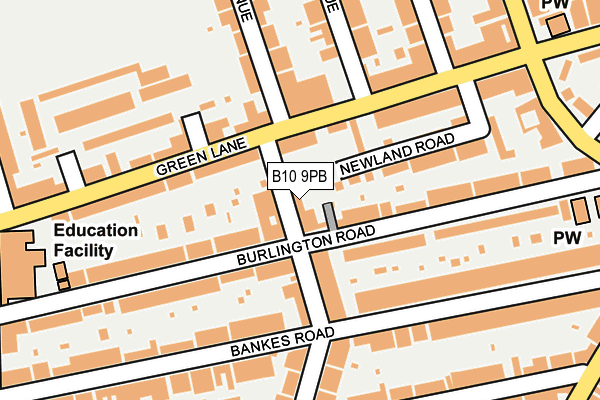 B10 9PB map - OS OpenMap – Local (Ordnance Survey)