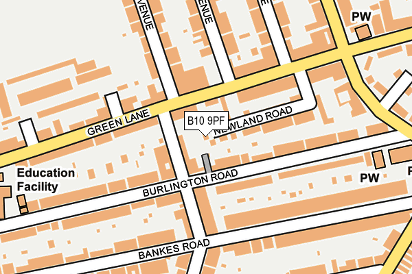 B10 9PF map - OS OpenMap – Local (Ordnance Survey)