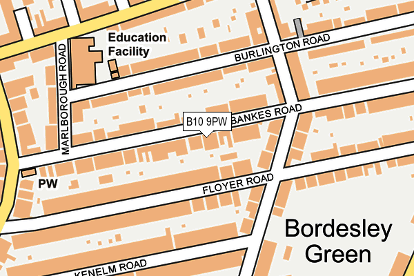 B10 9PW map - OS OpenMap – Local (Ordnance Survey)