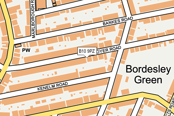 B10 9PZ map - OS OpenMap – Local (Ordnance Survey)