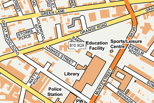 B10 9QX map - OS OpenMap – Local (Ordnance Survey)