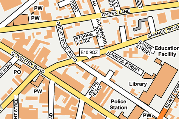 B10 9QZ map - OS OpenMap – Local (Ordnance Survey)