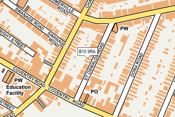 B10 9RA map - OS OpenMap – Local (Ordnance Survey)