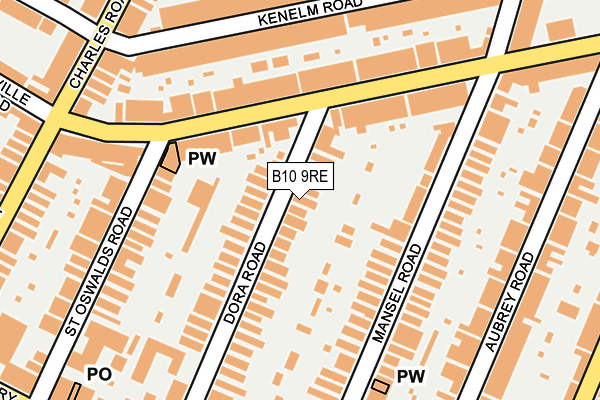 B10 9RE map - OS OpenMap – Local (Ordnance Survey)