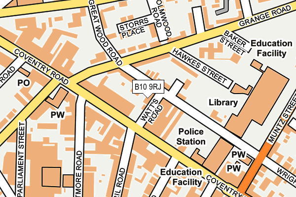 B10 9RJ map - OS OpenMap – Local (Ordnance Survey)