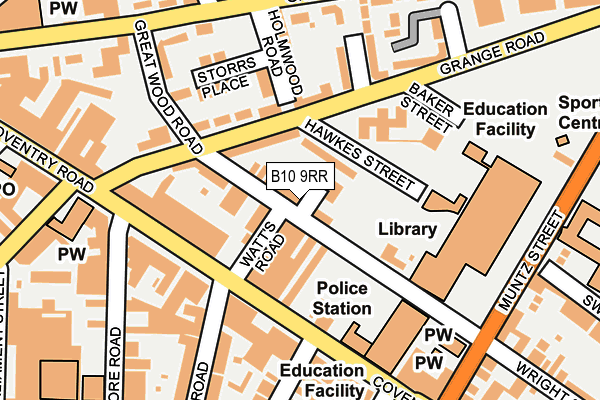 B10 9RR map - OS OpenMap – Local (Ordnance Survey)