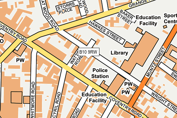 B10 9RW map - OS OpenMap – Local (Ordnance Survey)