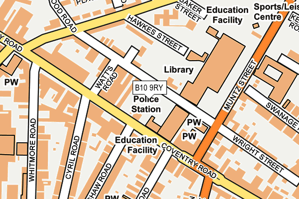 B10 9RY map - OS OpenMap – Local (Ordnance Survey)