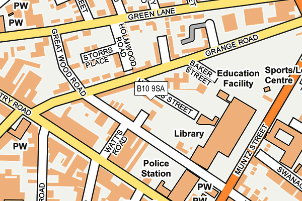 B10 9SA map - OS OpenMap – Local (Ordnance Survey)