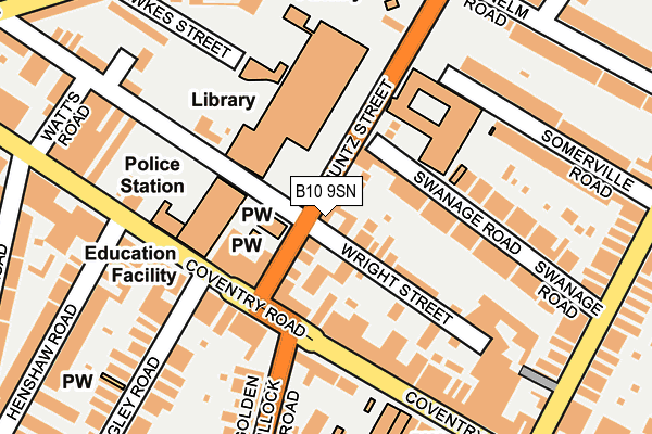 B10 9SN map - OS OpenMap – Local (Ordnance Survey)