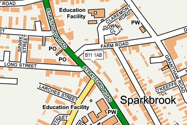 B11 1AB map - OS OpenMap – Local (Ordnance Survey)