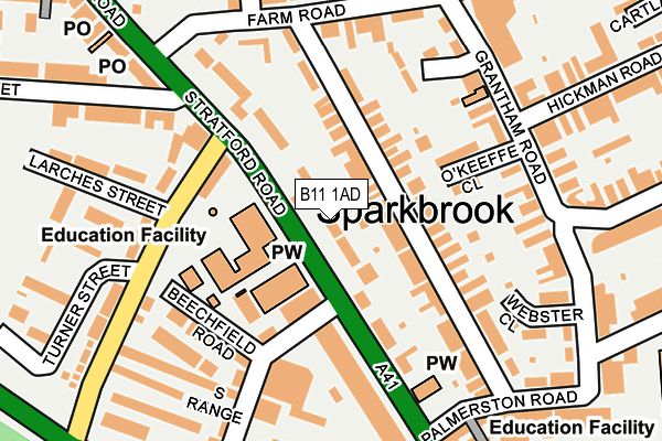 B11 1AD map - OS OpenMap – Local (Ordnance Survey)