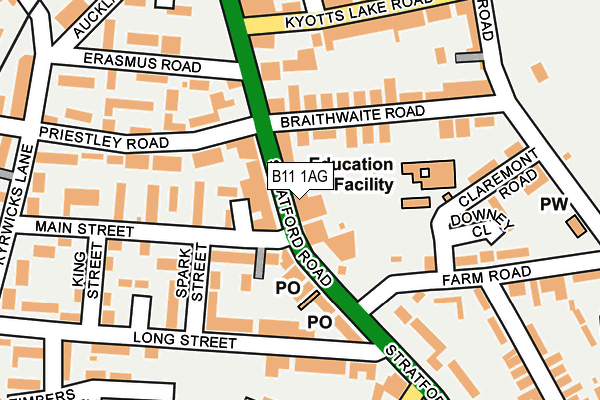 B11 1AG map - OS OpenMap – Local (Ordnance Survey)