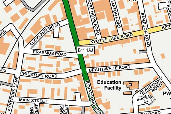 B11 1AJ map - OS OpenMap – Local (Ordnance Survey)