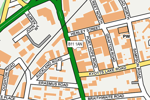 B11 1AN map - OS OpenMap – Local (Ordnance Survey)