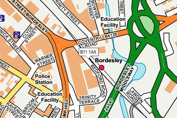 B11 1AX map - OS OpenMap – Local (Ordnance Survey)