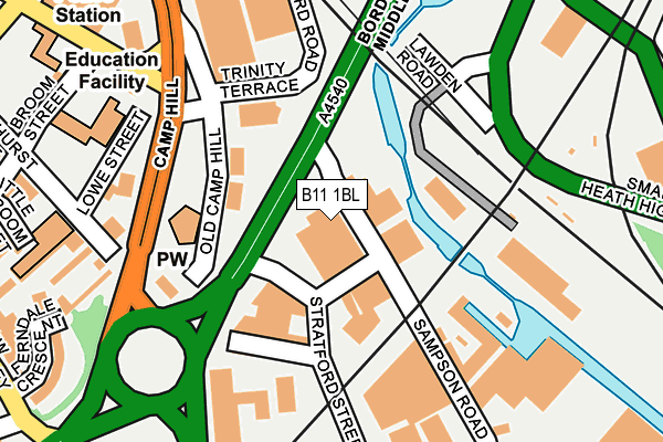 B11 1BL map - OS OpenMap – Local (Ordnance Survey)