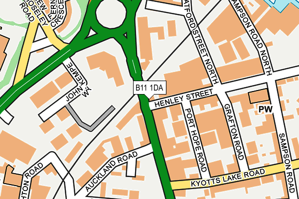 B11 1DA map - OS OpenMap – Local (Ordnance Survey)