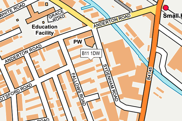 B11 1DW map - OS OpenMap – Local (Ordnance Survey)