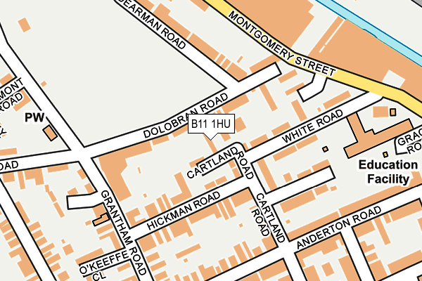 B11 1HU map - OS OpenMap – Local (Ordnance Survey)