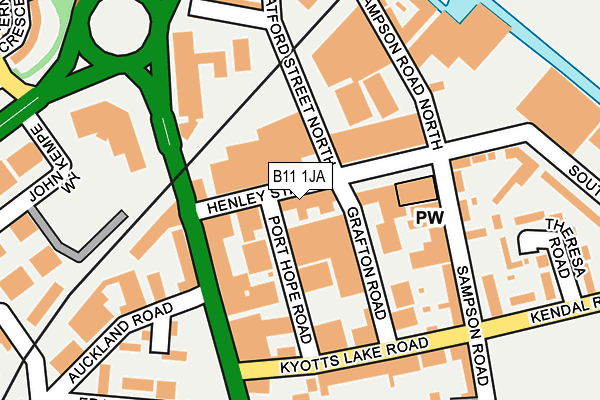 B11 1JA map - OS OpenMap – Local (Ordnance Survey)
