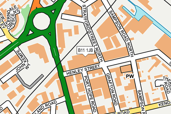 B11 1JB map - OS OpenMap – Local (Ordnance Survey)