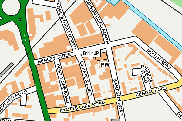 B11 1JP map - OS OpenMap – Local (Ordnance Survey)