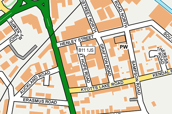 B11 1JS map - OS OpenMap – Local (Ordnance Survey)