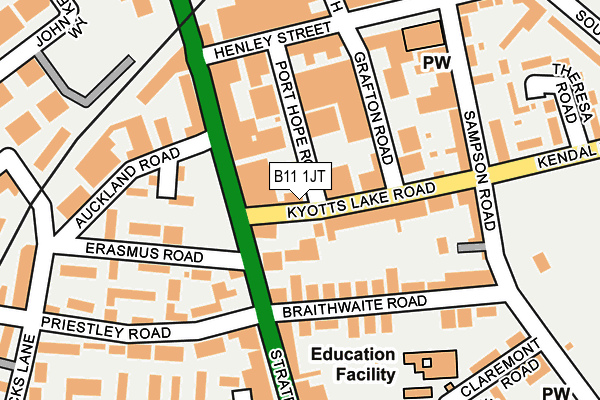 B11 1JT map - OS OpenMap – Local (Ordnance Survey)