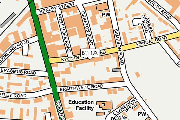B11 1JX map - OS OpenMap – Local (Ordnance Survey)