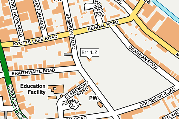 B11 1JZ map - OS OpenMap – Local (Ordnance Survey)