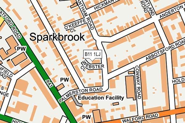 B11 1LJ map - OS OpenMap – Local (Ordnance Survey)