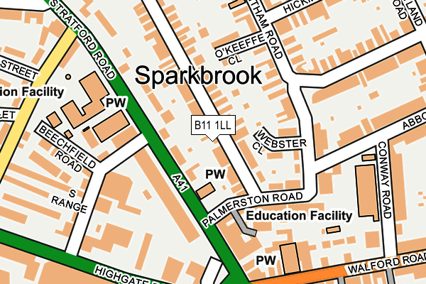 B11 1LL map - OS OpenMap – Local (Ordnance Survey)