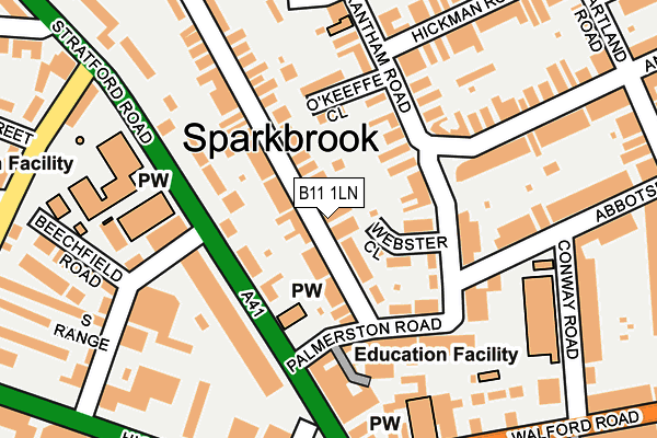 B11 1LN map - OS OpenMap – Local (Ordnance Survey)