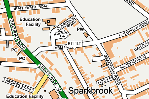 B11 1LT map - OS OpenMap – Local (Ordnance Survey)