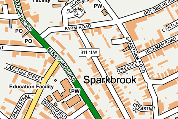 B11 1LW map - OS OpenMap – Local (Ordnance Survey)