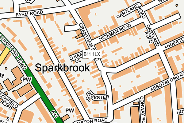 B11 1LX map - OS OpenMap – Local (Ordnance Survey)