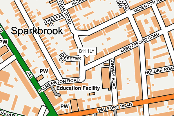 B11 1LY map - OS OpenMap – Local (Ordnance Survey)